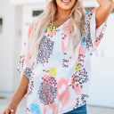  " FLASH SALE" Animal Watercolor Mixed Print Loose Top