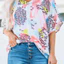  " FLASH SALE" Animal Watercolor Mixed Print Loose Top