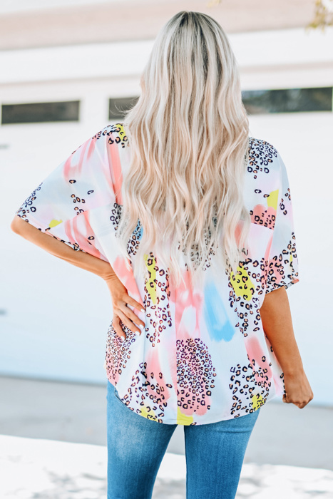 " FLASH SALE" Animal Watercolor Mixed Print Loose Top