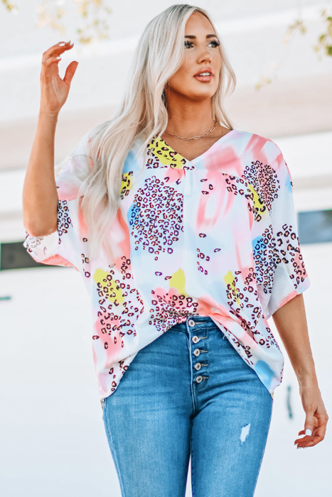 " FLASH SALE" Animal Watercolor Mixed Print Loose Top