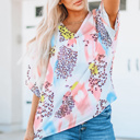  " FLASH SALE" Animal Watercolor Mixed Print Loose Top