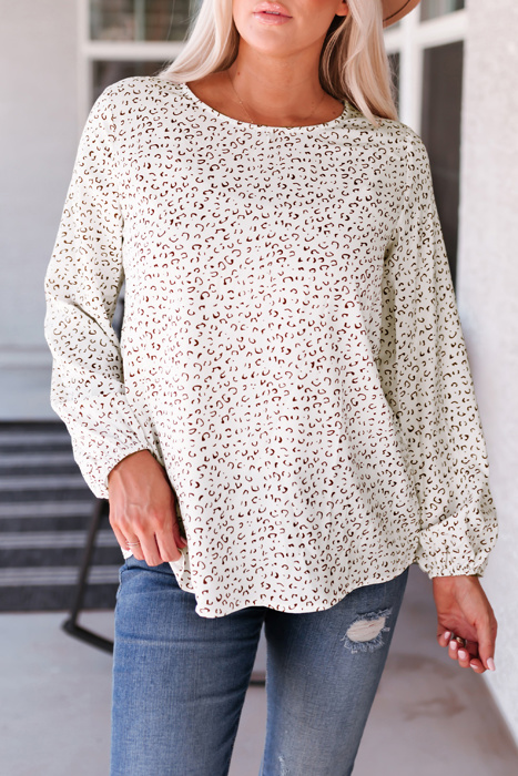 Cheetah Print Long Sleeve Blouse
