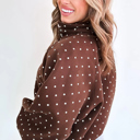  Polka Dot Print Collar Casual Pullover Sweatshirt