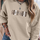  GOD IS GOOD Embroidered Crewneck Pullover Sweatshirt