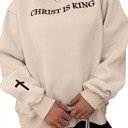  CHRIST IS KING Embroidery High Neck Baggy Sweatshirt
