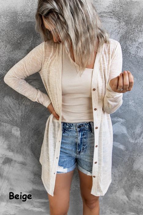 " Flash Deal" Open-Front Buttons Cardigan | 3 Colors |