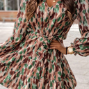  Brush Stroke Print Long Sleeve Mini Dress