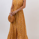  V-Neck Elastic Waist Floral Maxi Dress