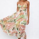  Abstract Spaghetti Strap Maxi Dress