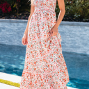  Boho Floral Smocked Ruffled Maxi Dress