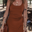  Coffee Knot Side Wrapped Sleeveless Mini Dress