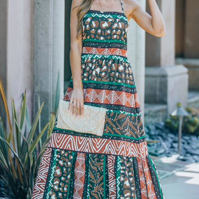 " End of Summer Sale" Wildlife Animal Print Backless Maxi Dress