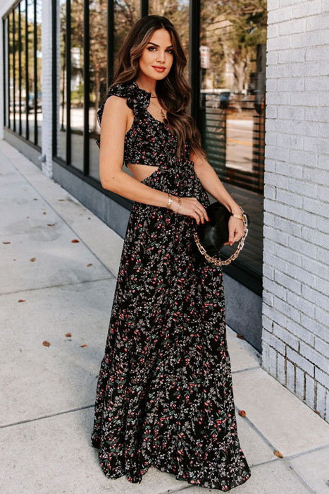 Crisscross Backless Bodice Maxi Dress