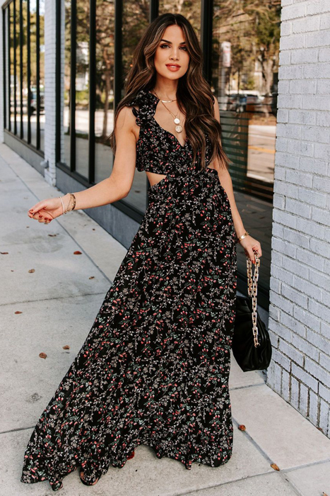 Crisscross Backless Bodice Maxi Dress