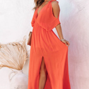  Deep V Neck Maxi Dress