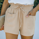  Beige Pocketed Casual Shorts