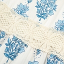  Floral Print Lace Patchwork Detail Wide Leg Pants