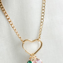  Heart Clasp Birthstone Charm Necklace