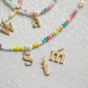  Multicolor Beaded Initial Letter Choker Necklace