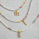 Style 2 Multicolor Beaded Initial Letter Choker Necklace