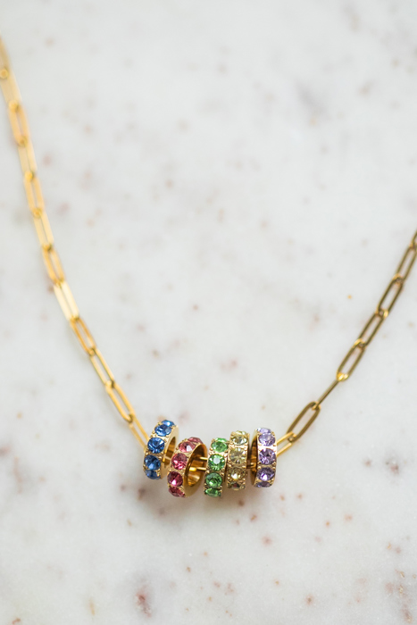 Paperclip Birthstone Charm Necklace