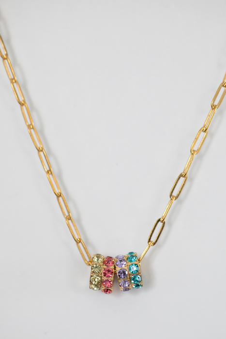 Paperclip Birthstone Charm Necklace