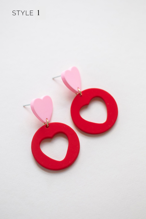 Pink Heart Dangle Earring Collection