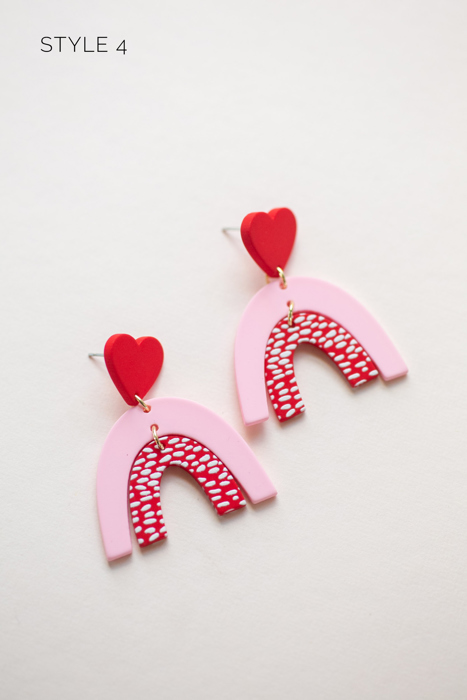 Pink Heart Dangle Earring Collection