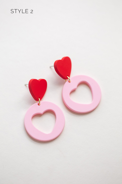 Pink Heart Dangle Earring Collection