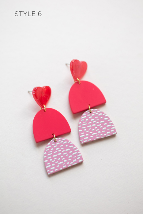 Pink Heart Dangle Earring Collection