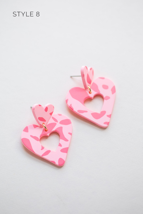 Pink Heart Dangle Earring Collection
