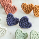  Fall Knit Pattern Heart Stud Earrings