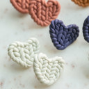  Fall Knit Pattern Heart Stud Earrings