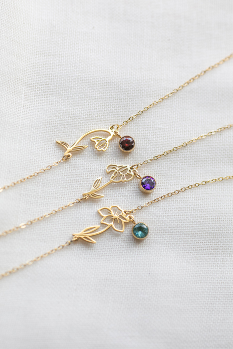 Birthstone and Birth Flower Bracelet
