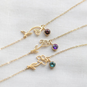  Birthstone and Birth Flower Bracelet