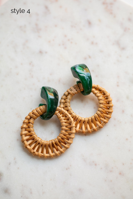 Boho Rattan Summer Earrings