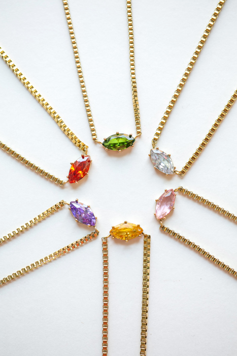 Maquise Cut Birthstone Necklace