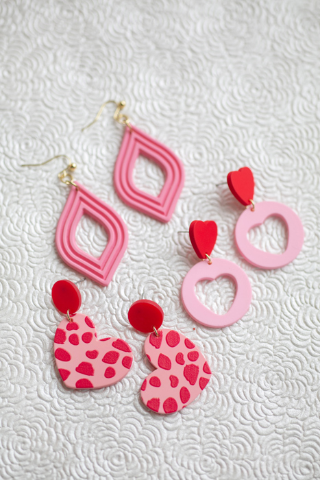 Pink Heart Dangle Earring Collection