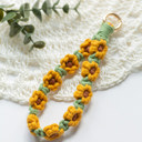 Yellow Floral Macrame Knit Keychain