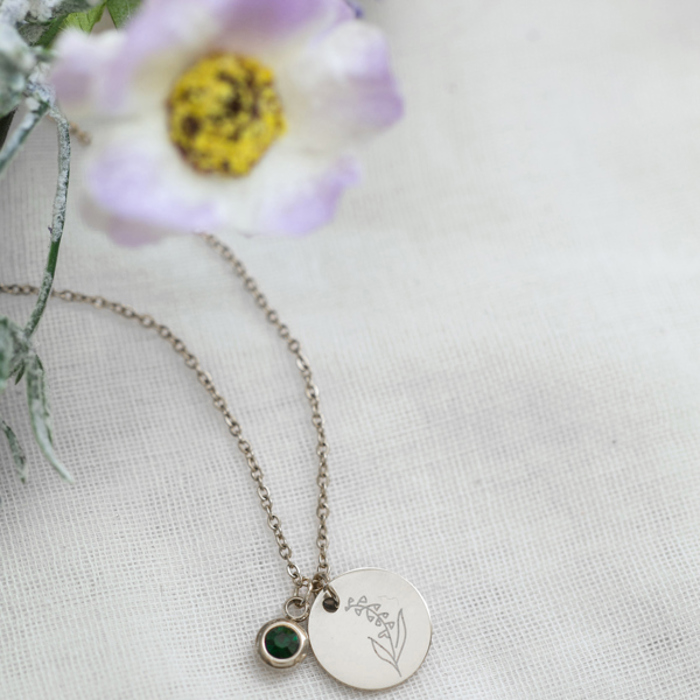 Birthstone and Birth Flower Necklace