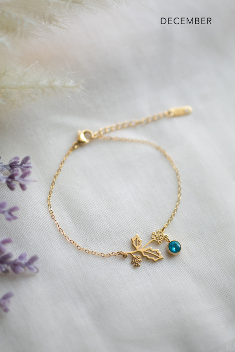 Birthstone and Birth Flower Bracelet