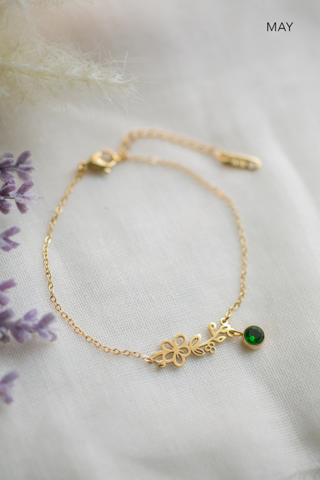 Birthstone and Birth Flower Bracelet