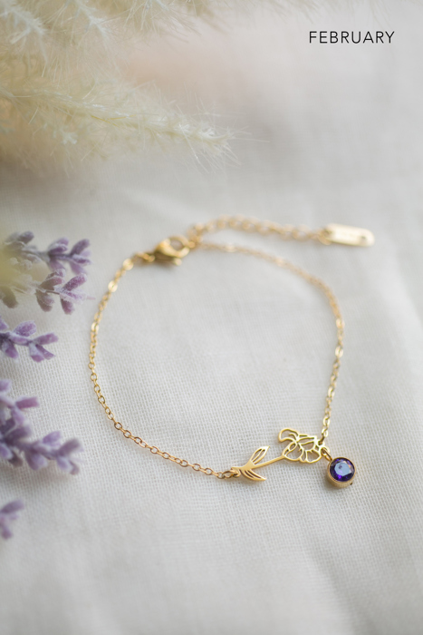 Birthstone and Birth Flower Bracelet