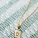 B Gold Mother of Pearl Initial Letter Necklace