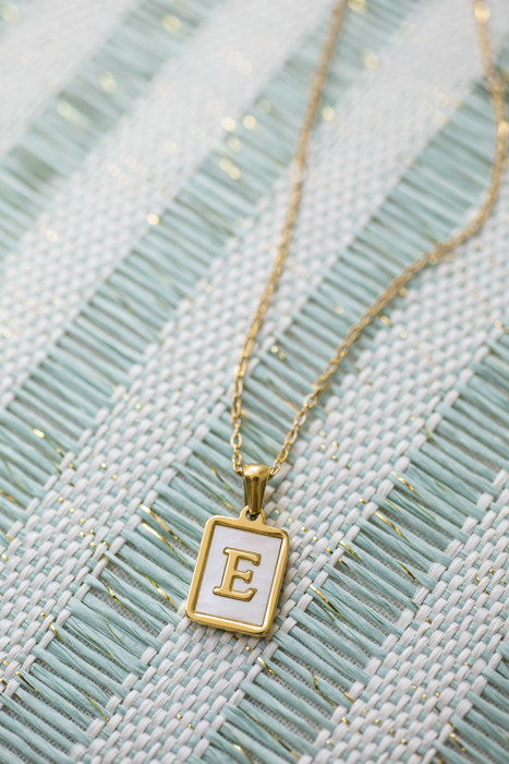 Gold Mother of Pearl Initial Letter Necklace