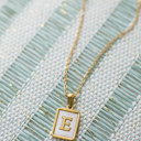 E Gold Mother of Pearl Initial Letter Necklace
