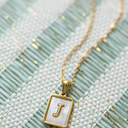 J Gold Mother of Pearl Initial Letter Necklace