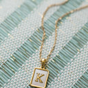 K Gold Mother of Pearl Initial Letter Necklace