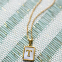 T Gold Mother of Pearl Initial Letter Necklace