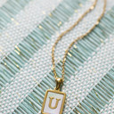 U Gold Mother of Pearl Initial Letter Necklace